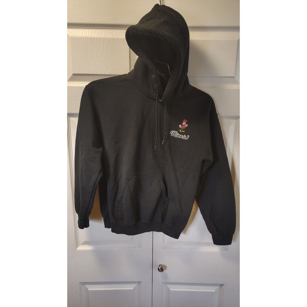 Disney Minnie Mouse Black Pullover Hoodie Sweatshirt Small S Gildan Heavy Blend